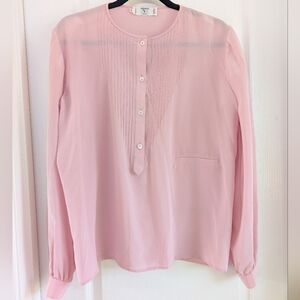 Vintage Valentino Pink Chiffon Long Sleeves Blouse Top